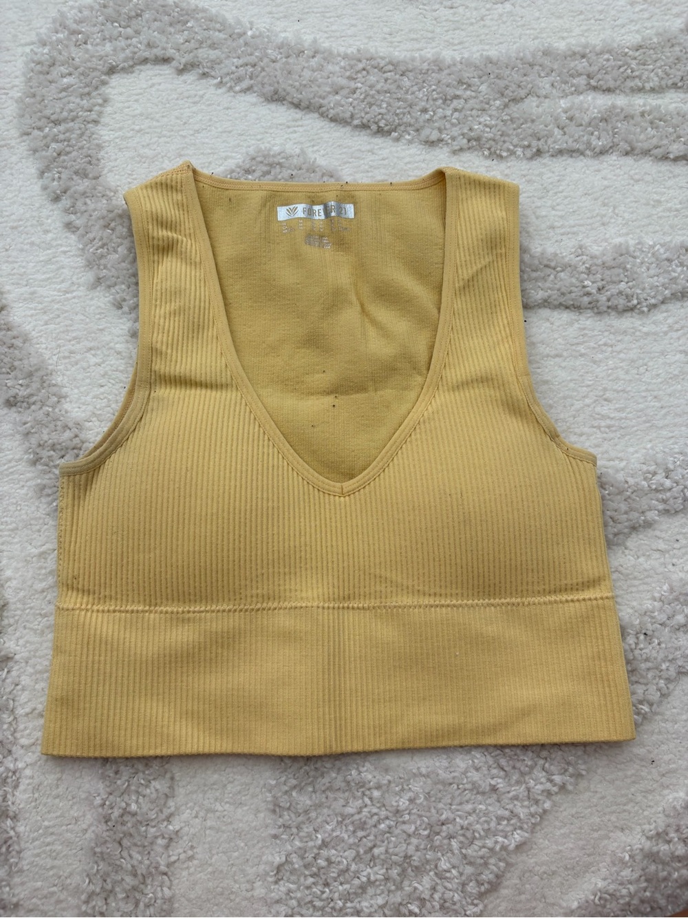 Forever 21 Mustard Ribbed V-Neck Crop Tank
